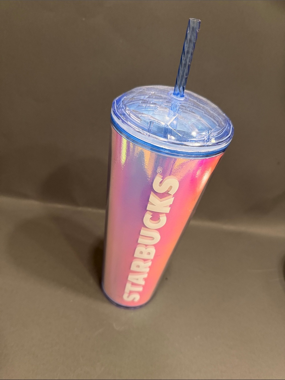 Starbucks Iridescent Pink and Blue Tall Cup with Straw